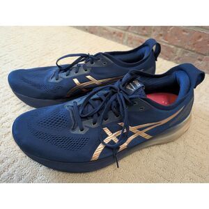 Asics Gel-Kayano 31 Platinum Running Shoes Mens Size 16 Navy Blue Gold